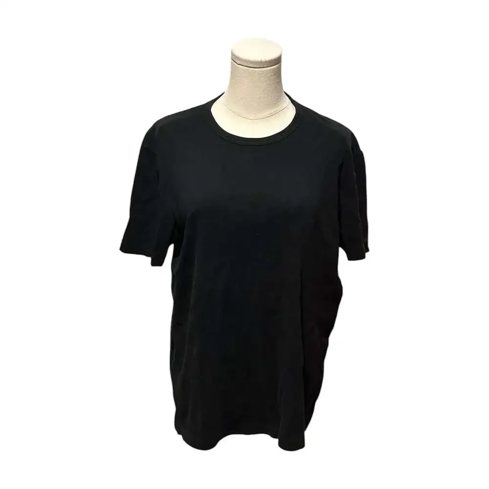 4YOU Black Crew-Neck Short-Sleeve T-Shirt 100% Cotton Size Large